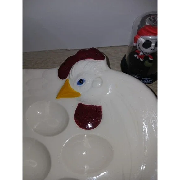 Treasure Craft Chicken Shaped Serving Platter Deviled Eggs Easter USA Vintage - Picture 7 of 13